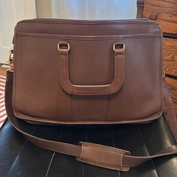 Vintage Coach L6C-5282 Brown Leather Satchel Tote Briefcase Bag Zip Top Zipper - Picture 1 of 13